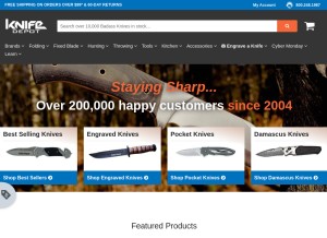 How knife-depot.com looks like on a tablet such as an iPad.