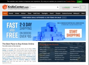 How knifecenter.com looks like on a tablet such as an iPad.