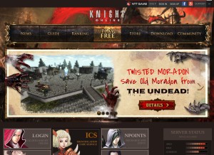 How knightonlineworld.com looks like on a tablet such as an iPad.