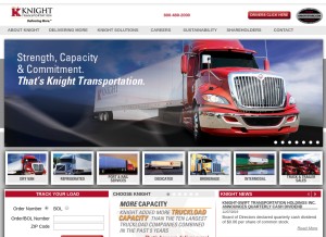 How knighttrans.com looks like on a tablet such as an iPad.
