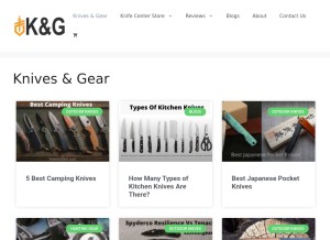 How knivesngear.com looks like on a tablet such as an iPad.