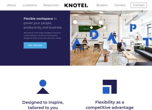How knotel.com looks like on a tablet such as an iPad.