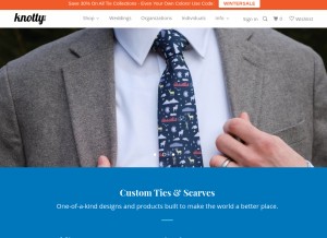 How knottytie.com looks like on a tablet such as an iPad.