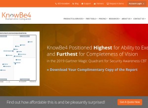 How knowbe4.com looks like on a tablet such as an iPad.