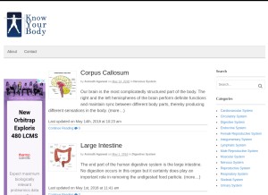 How knowyourbody.net looks like on a tablet such as an iPad.