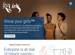 How knowyourgirls.org looks like on a tablet such as an iPad.