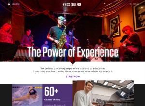 How knox.edu looks like on a tablet such as an iPad.