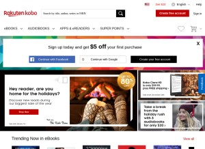 How kobo.com looks like on a tablet such as an iPad.