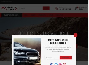 How kobramax.com looks like on a tablet such as an iPad.