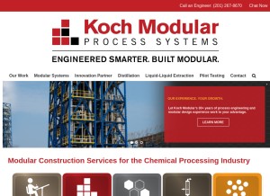 How kochmodular.com looks like on a tablet such as an iPad.