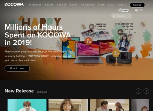 How kocowa.com looks like on a tablet such as an iPad.