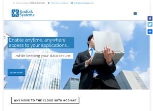 How kodiaksys.com looks like on a tablet such as an iPad.