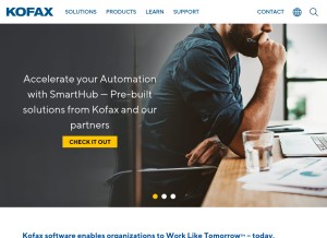 How kofax.com looks like on a tablet such as an iPad.