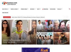 How koimoi.com looks like on a tablet such as an iPad.