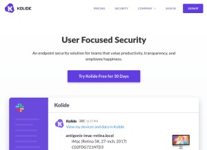 How kolide.com looks like on a tablet such as an iPad.