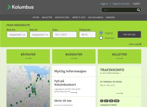 How kolumbus.no looks like on a tablet such as an iPad.