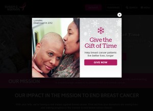 How komen.org looks like on a tablet such as an iPad.