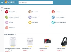 How kompario.pl looks like on a tablet such as an iPad.