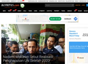 How kompas.com looks like on a tablet such as an iPad.