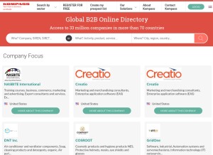 How kompass.com looks like on a tablet such as an iPad.