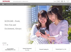 How konami.com looks like on a tablet such as an iPad.