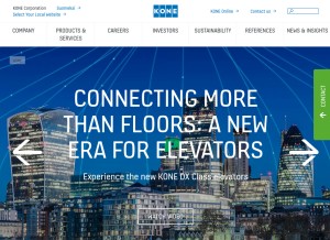 How kone.com looks like on a tablet such as an iPad.