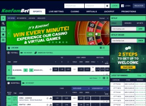 How konfambet.com looks like on a tablet such as an iPad.