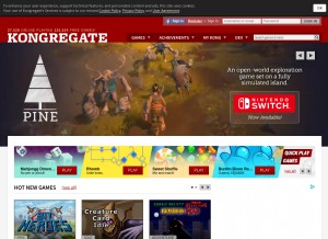 How kongregate.com looks like on a tablet such as an iPad.