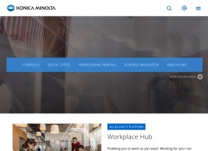 How konicaminolta.eu looks like on a tablet such as an iPad.