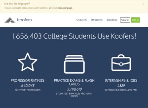 How koofers.com looks like on a tablet such as an iPad.