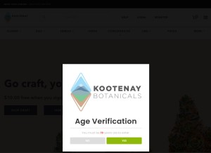 How kootenaybotanicals.com looks like on a tablet such as an iPad.