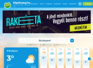 How koponyeg.hu looks like on a tablet such as an iPad.