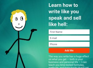 How kopywritingkourse.com looks like on a tablet such as an iPad.