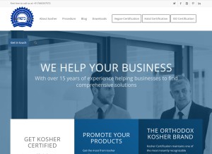 How koshercertified.in looks like on a tablet such as an iPad.