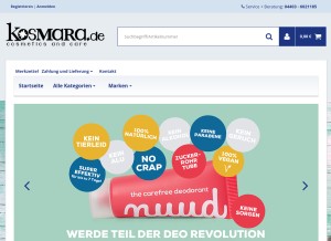 How kosmara.de looks like on a tablet such as an iPad.