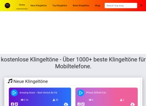 How kostenloseklingeltone.de looks like on a tablet such as an iPad.