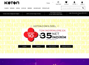 How koton.com looks like on a tablet such as an iPad.