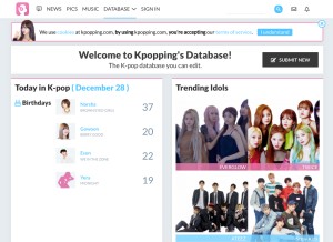How kpopping.com looks like on a tablet such as an iPad.