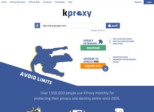 How kproxy.com looks like on a tablet such as an iPad.