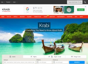 How krabi-hotels.com looks like on a tablet such as an iPad.