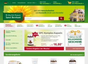 How kraeuterhaus.de looks like on a tablet such as an iPad.