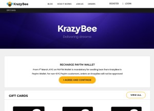 How krazybee.com looks like on a tablet such as an iPad.