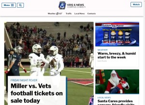 How kristv.com looks like on a tablet such as an iPad.