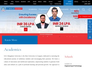 How krmangalam.edu.in looks like on a tablet such as an iPad.