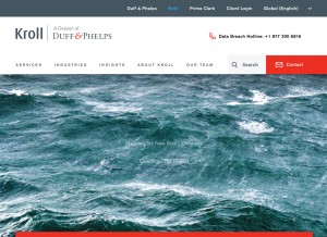 How kroll.com looks like on a tablet such as an iPad.
