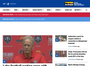 How krqe.com looks like on a tablet such as an iPad.
