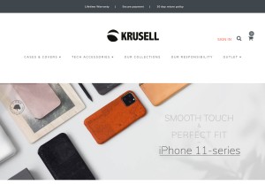 How krusell.se looks like on a tablet such as an iPad.