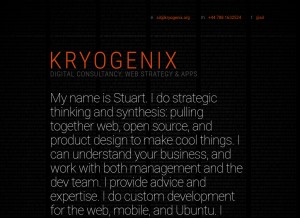 How kryogenix.org looks like on a tablet such as an iPad.