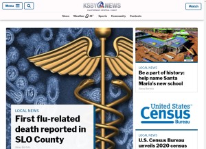 How ksby.com looks like on a tablet such as an iPad.