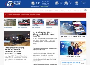 How kstp.com looks like on a tablet such as an iPad.